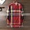 Fancy red and black big check men casual shirt embroidery design