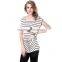Women's Stripe Pleated Button T-shirt