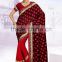 2016 Black, Red color Faux Georgette Fabric Saree