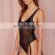 Hot Selling Low Scoop Neck Sheer Bodysuit Mature Women Sexy Lingerie