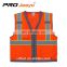 High visibility fluorescent yellow 100% polyester reflective safety vest with pockets