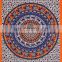 Indian Hand Screen Print Single Tapestry Bohemian Orange Wall Hanging Dorm Decor Tapestries