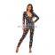 Women Skinny Ruched Playsuit Biker Wear New Arrival Christmas Print Romper Jumpsuit