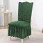Stretch Seersucker Dining Chair Covers Chair Slipcovers with Ruffled Skirt Navy Blue
