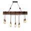 Antique Wooden Beam Hanging Light 10 Heads Vintage Decorative Lamp