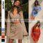 2021 Cross-border New Product Pure Color Women's Fashion Twisted Long Sleeve V-neck Sexy Top Drawstring Short Skirt Autumn Set