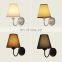 Modern style cloth lampshade old iron wall lamp LED bedroom bedside lamp wall lights