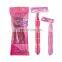 IGUETTA 3pcs/bag Women Bikini Razor Twin Blades Pink Women Razor With Aloe Lubricant Strip Safety Female Hair Remover GF2-1783