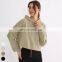 High Quality Outdoor Running Fitness Top Shoulder Drop Crop Top Long Sleeve Cotton Pullover Drawstring Hooded Sweatshirt Women