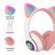 Wireless Cute Cat Ear Lucky Cat Ear Girls Headphones Colorful Lighting LED Over-Ear BT Headband Headset