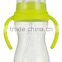 BPA free PP baby bottle yellow platics bottle with liquid silicone teat feed bottl with thermomet