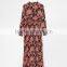 printed flower long women dress long sleeves women dress OEM service