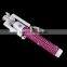 Fashion design bling selfie stick with cable, diamond monopod with OEM colors