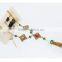 Ethnic gold jewellery square charm pearl drop metal tassel necklace