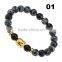 New Hot Models Natural Black Alabaster Bead Gold Silver Plated Buddha Leopard Head Bracelet Charm Stretch Beaded Yoga Bracelet