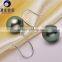 black perfect round tahitian pearls 9mm hoop earrings for women