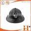 custom logo black leather bucket hat