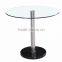 Modern Round Clear Glass Dinning Table Set With 4 Leather Chairs                        
                                                Quality Choice