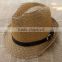 Low price competitive straw flat top fedora hat