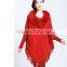 2015 Europe and United States new upmarket collars printing long tassels knitting cape coat female