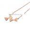 Girl's necklace real silver material rose glad crystal cute bowknot necklace