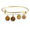 European style expandable wire adjustable bangle decorated with various charms