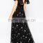 2016 Stylish Pentagram Print V Neck Backless Chiffon Night Dress Design