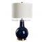 Factory wholesale bottle shape gallery cemaric bank table lamp for hotel design with fabric shade