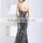 Dresses new fashion long gorgeous sequins A-line corset shoelace evening dress Black and white evening prom dress