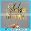 Factory manufacturer high quality acrylic material custom golden mirror cake topper