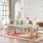 Stainless steel frame adjustable event glass dining table