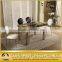 Glass Top Stainless Steel Legs Extendable Dining Table