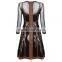 2015 High quality Round neck Long sleeve Knee length Celebrated dress with Mesh