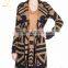Intarsia Pattern Winter Cardigan Coat for Women with Belt