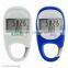 Clip N' Go 3D Sensor Pedometer - has easy to read display with clock and low battery indicator and comes with your logo