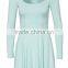 High quality long sleeve round neck skater dress cheap jersey dress