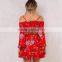 Front tie girls 2 piece crop set long sleeve floral tops and mini skirts