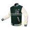 Custom Green American Baseball Puffer Varsity Letterman Team Bomber Wool Jackets for men kid with Faux Leather Sleeves Quilted