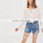 Top quality new fashion women floral painted high waist jean hot shorts ladies wholesale