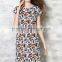 Wholesale Women Short Sleeve Digital Printed Elegant Slim Midi Dress Ladies Casual Chiffon Dresses