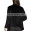 SJ460-01 Canada Design Esme Knitted Rabbit Fur Cardigan in Black