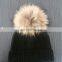 Fashion warm style ladies cashmere winter hats with fur pom pom