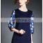 High quality ladies A line dress with print sleeve, half sleeve fashion tunic dress