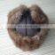 Yellow wolf fur trapper winter hat for dad man