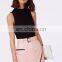 2015 Pink Mature Woman Leather Skirt Asymmetric Mini Skirt