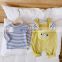 0-2-year-old baby elephant suit boys and girls striped top strap Jumpsuit