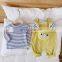 0-2-year-old baby elephant suit boys and girls striped top strap Jumpsuit