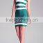 2015 new sey striped long sleeve strap striped white and green women knitted summer elegant bodycon luury noble bandage dress