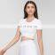 Cross Waist Sports Crop O Neck Short Sleeve Tennis Tops Wholesale Women Fixed Cups Gym Tank Bras