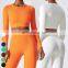 Sportswear T Shirt Custom Crop Tops Running Workout Quick Dry Shirts Fitness Top Long Sleeve Ribbed Seamless Yoga Shirt Women